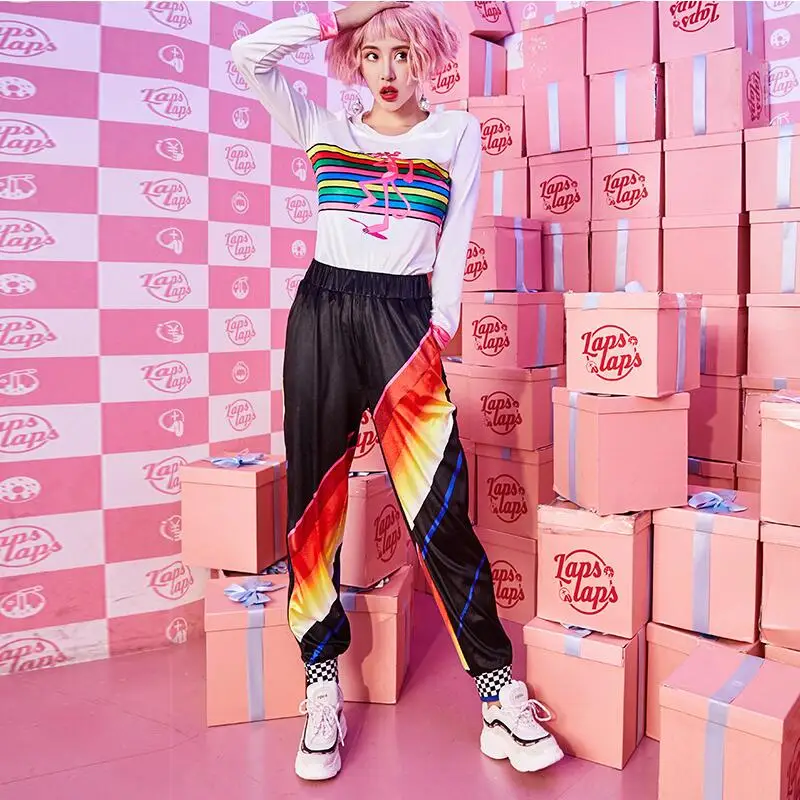 Mujeres Largo Show Cremallera Pantalones As De Nueva Otoño Paneles Rayas Llegada Harén Patchwork Delgado 2019 Las nXZ7vqq