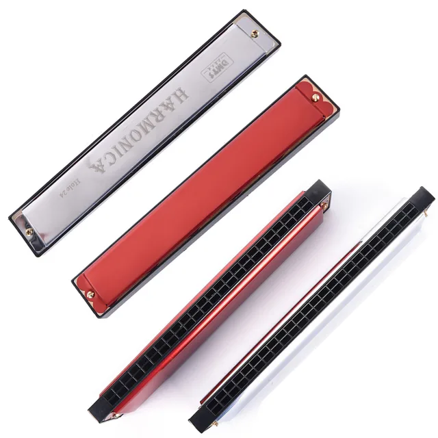 24 Hole Key Of C Play Harmonica Tremolo Harmonica Mouth Organ Double