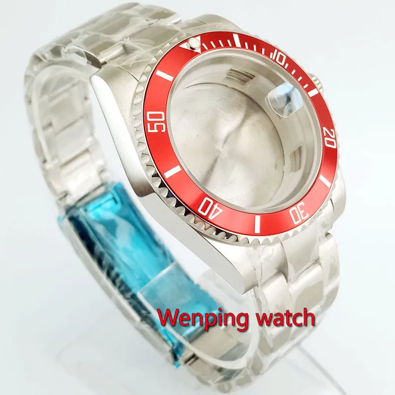 Fit ETA 2836 miyota 82 40 мм часы с сапфировым стеклом чехол браслетом красный титановый