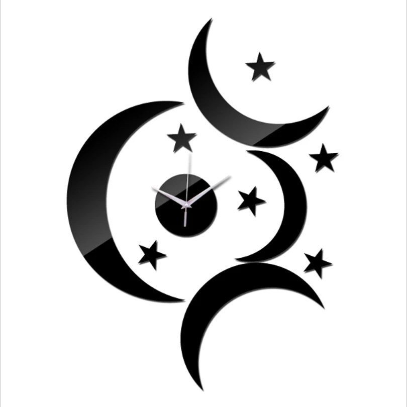 

new sale diy wall clock stickers home decor living room modern furniture clocks acrylic mirror sticker star and moon