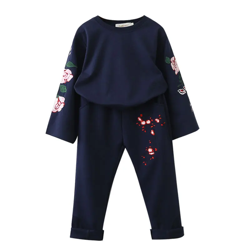 Keelorn/комплекты зимней одежды для девочек; Новинка года; комплекты одежды для активных мальчиков; одежда для детей; костюм из толстовки с принтом и штанов - Цвет: AZ1087-Navy blue