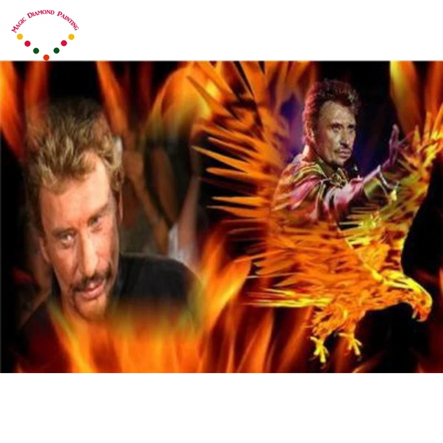 

square/round 5Ddiamond painting johnny hallyday And the eagle cross Rhinestones embroidery plastic craftsFull diamond painting