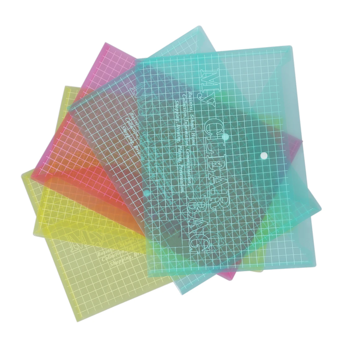 UESH 5X A4 Stud Plastic Popper Files Folders Document Wallet Office