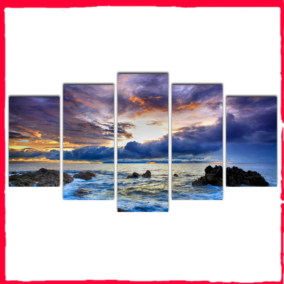 

Canvas Prints Pictures Wall Art Living Room Framework 5 Piece Seascape Poster Painting Home Decor Abooly