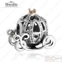 Hot Solid Shealia Cenicienta Carro de la Calabaza Del Encanto Cupieron Las Pulseras de Oro Auténtico 925 de Calabaza De Plata Pavimenta La Joyería CZ