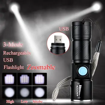 

LED Flashlight Aluminum alloy Waterproof Mini Q5 LED 1000 Lm USB Rechargeable Zoomable Focus Lanterna Torch For Camping