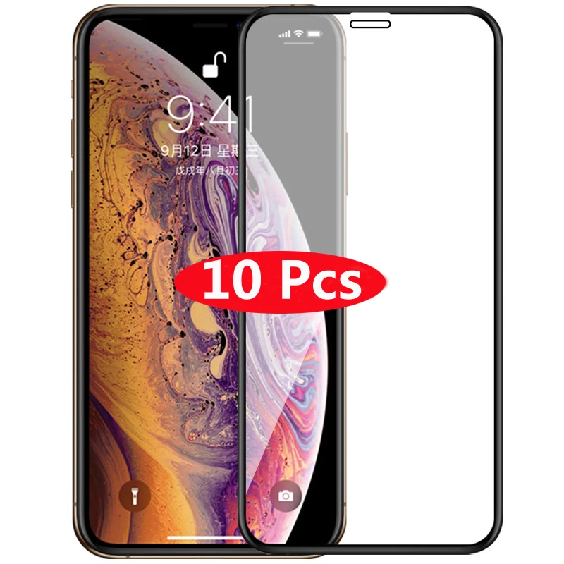 

10Pcs Full Cover Tempered Glass on iPhone XS Max XR X Explosion-Proof Screen Protector Film For iPhone 6 6s 7 8 Plus 5 5S 5C SE