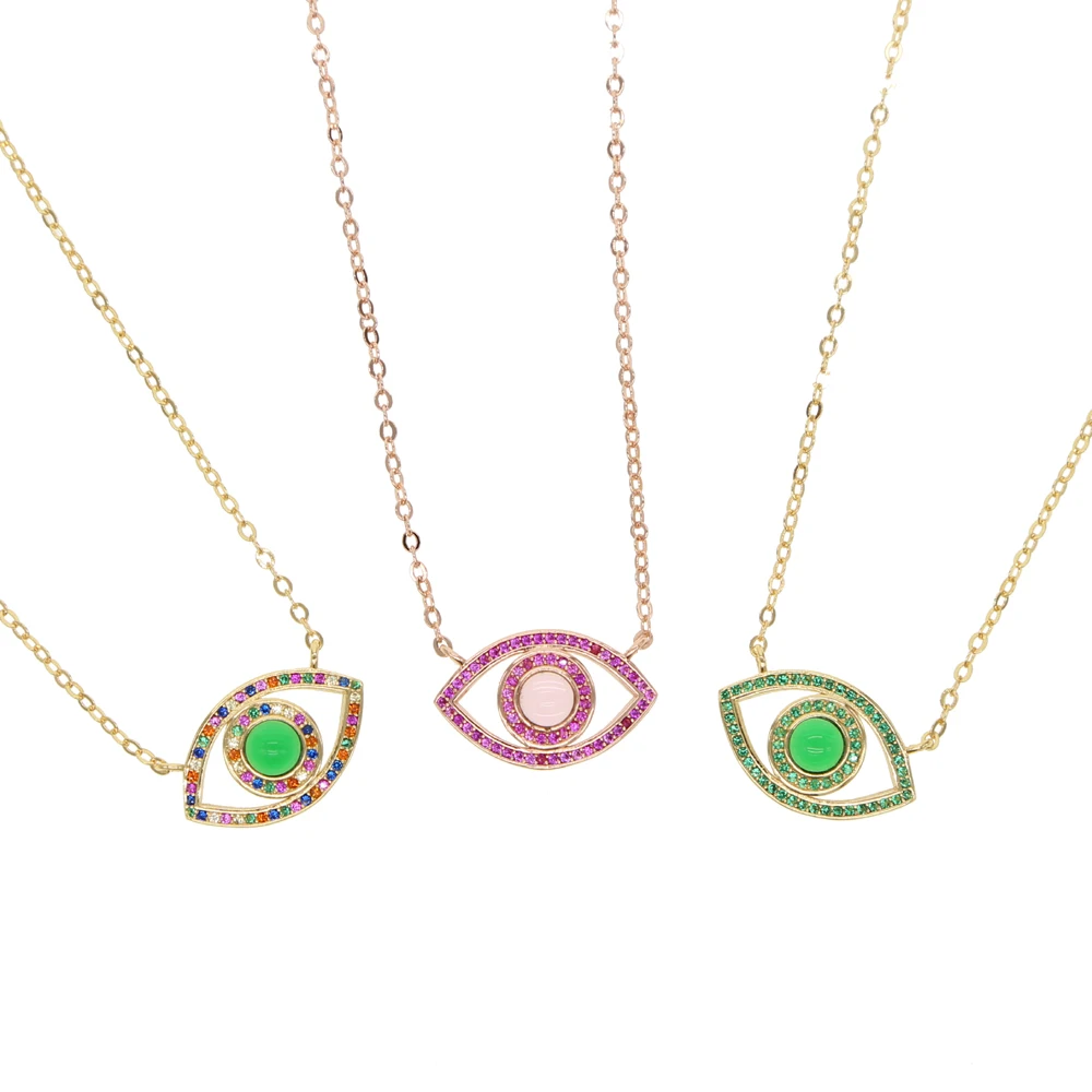 

Latest High Quality Authentic micro pave multicolored stone 2019 Evil eye Pendant elegant Necklaces For Women charm Jewelry Gift