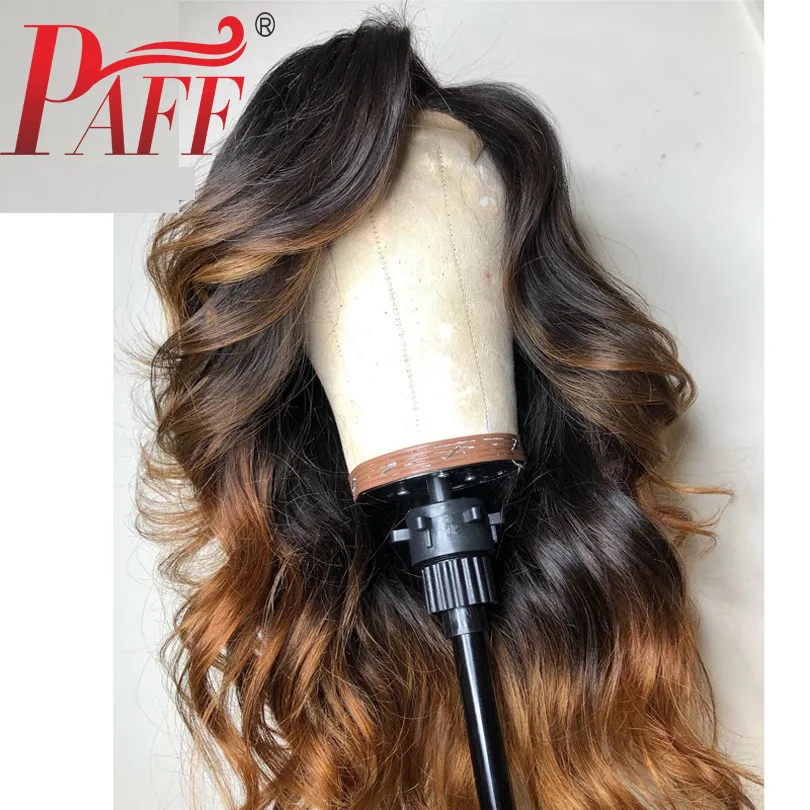 PAFF малазийские натуральные волнистые полные парики шнурка средняя часть бесклеевой полный парик шнурка человеческих волос отбеленные узлы Выделите цвет парики