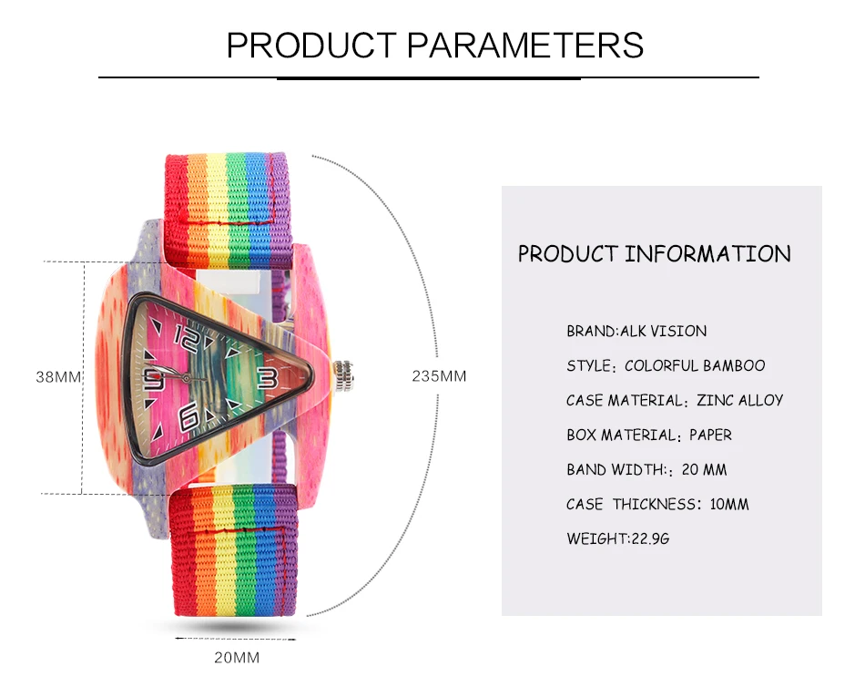 ALK pride радужные деревянные часы мужские и женские бамбуковые деревянные часы женские наручные часы треугольные женские кварцевые часы
