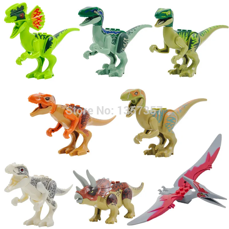 8pcs lot Jurrassic World Legoingly Jurassic Dinosaur Figure Set For Kids Animal font b Building b