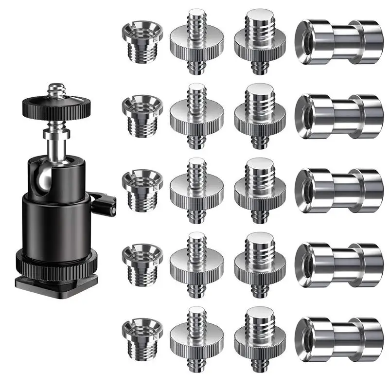 

Camera Screw, 21 Pcs 1/4 Inch 3/8 Inch Converter Threaded Screws 1/4inch Hot Shoe Adapter Mount Camera Ball Head Set Camera/Tr