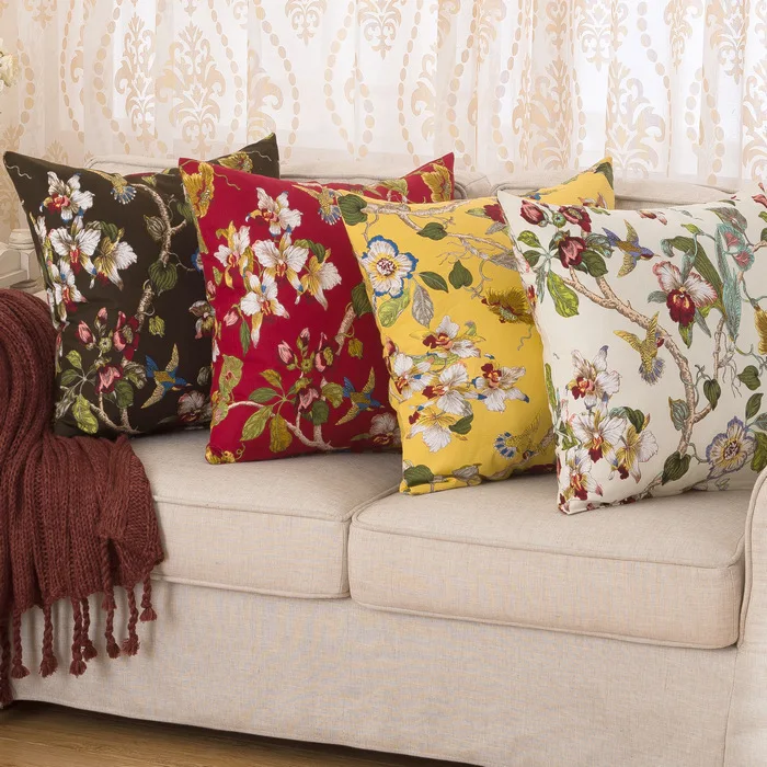 Vintage Floral Cotton Decorative Cushion Covers 17.7*17.7" / Sofa Throw