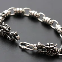 Норфолк корт ювелирные изделия оптом Аутентичные S925 стерлингового серебра браслет мужской ретро двойной кран грубая серебряный браслет