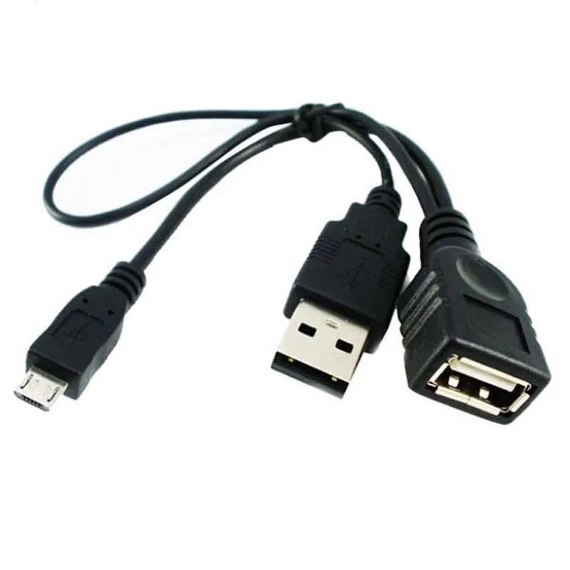 Micro USB 2.0 5 Pin Host OTG Cable With USB Power Male