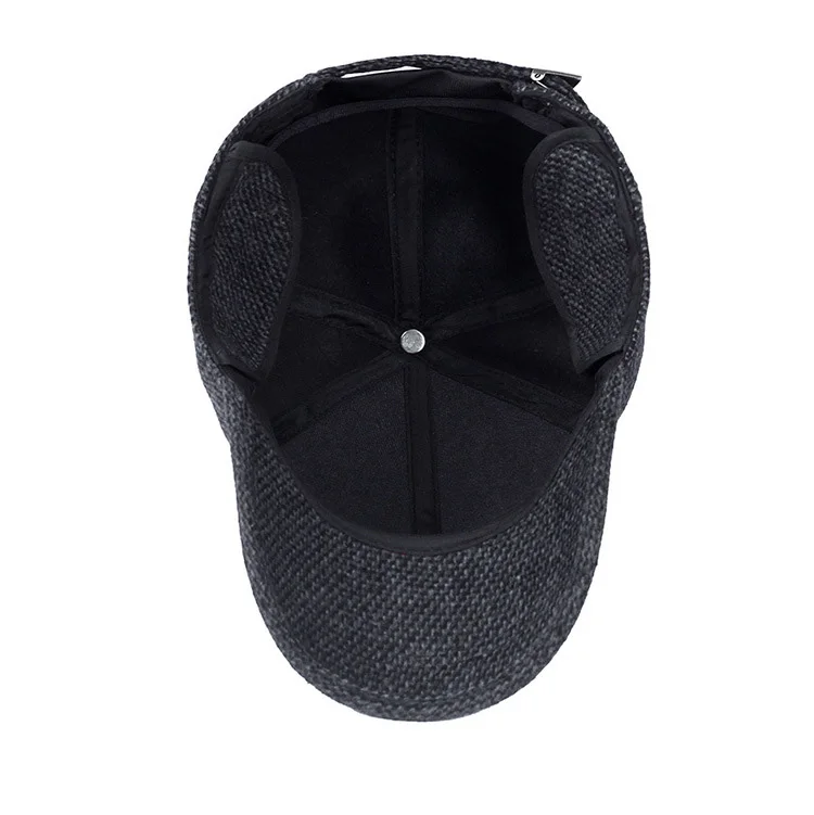 [AETRENDS] Woolen Knitted Design Winter Baseball Cap Men Thicken Warm Hats with Earflaps Z-5000