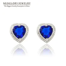 Neoglory CZ Камень Стразы AAA циркон сердце любовь серьги гвоздики для женщин романтические ювелирные изделия бренд любовь