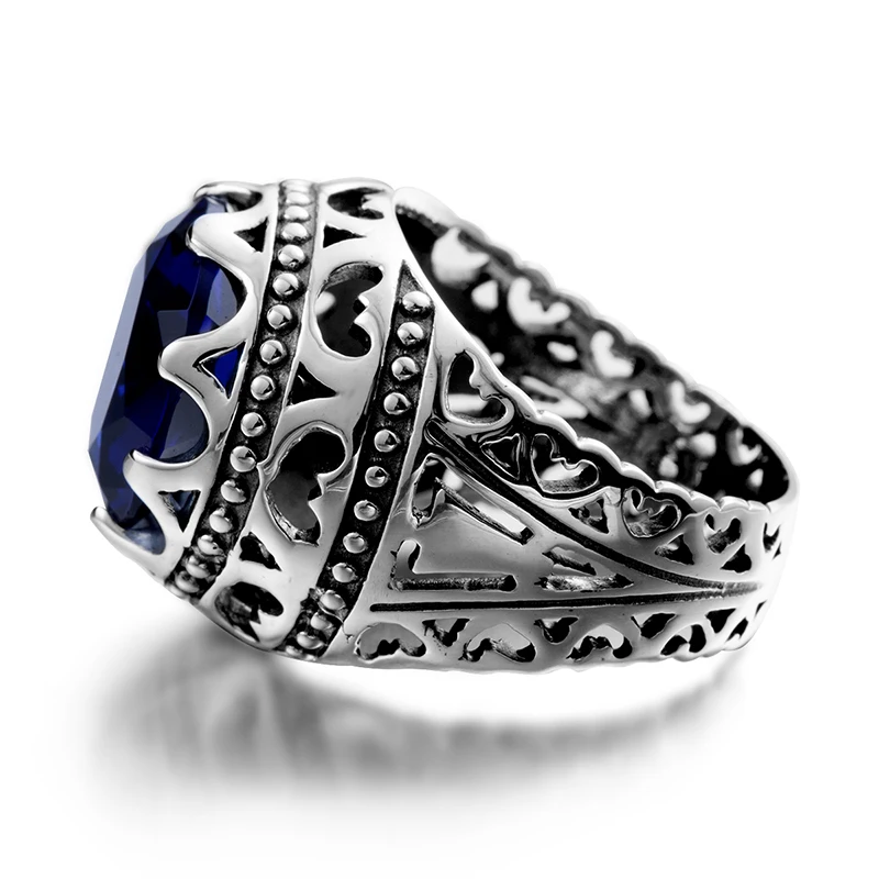 Szjinao Real 925 Sterling Silver 13*13m Round Wedding Emerald Men's Ring Gemstone Birthday Stone Vintage Unisex Turkish Jewelry - Image 3