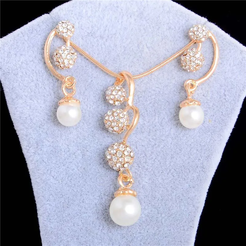 

MISANANRYNE High Quality Necklace Earrings Jewelry Sets Crystal Simulated Pearl Wedding Jewelry Sets For Women
