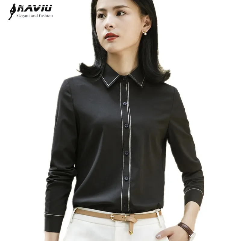 2018 New formal black white long sleeve women shirt OL autumn Elegant ...