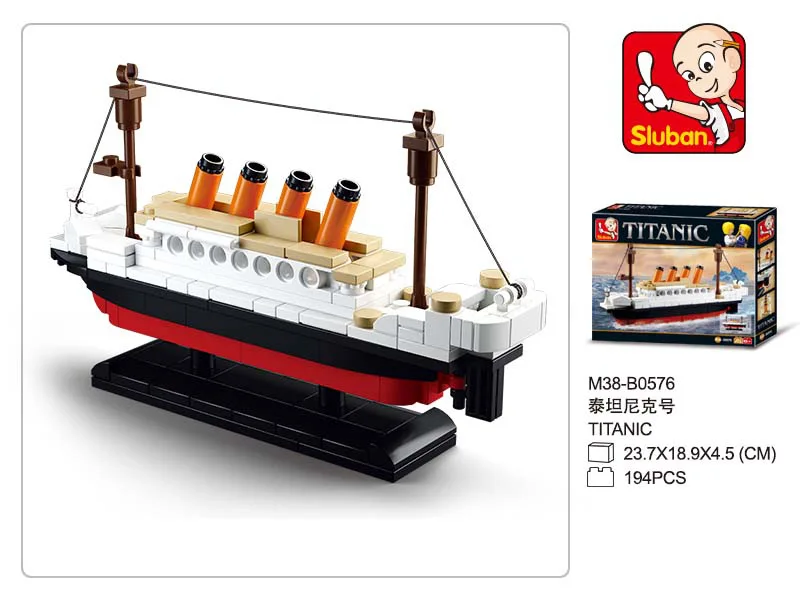 

194 unids 0576 sluban bloques de construccion de juguete shiptitanic rms titanic barco modelo 3d regalo educativo del juguete