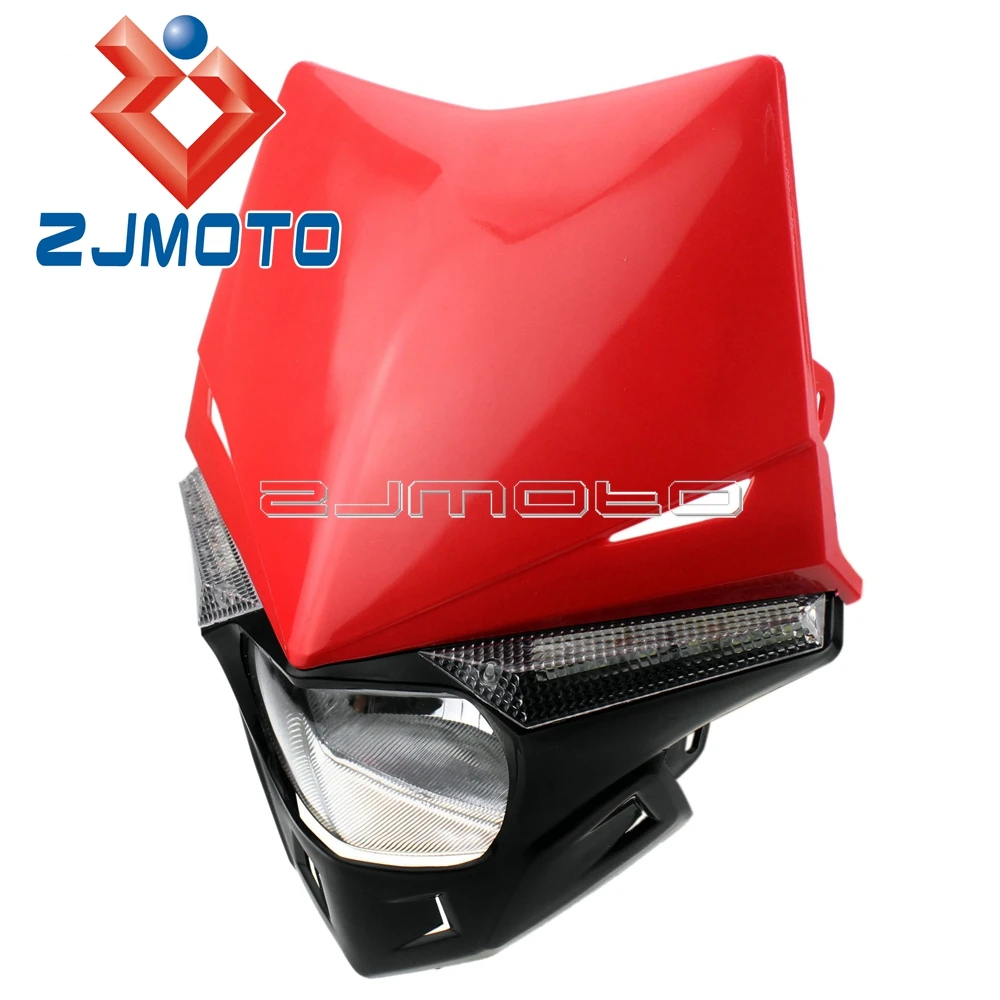 Red UFO LED Headlight Fairing Enduro Off Road Dirt Bike Headlight For