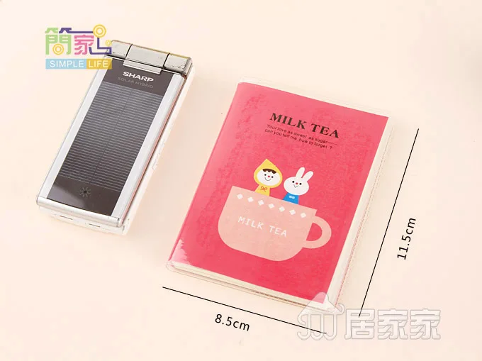 Korea stationery warm milk tea time portable PVC Notepad cartoon diary notebook Mini Samll Kawaii Vintage Retro Notepad