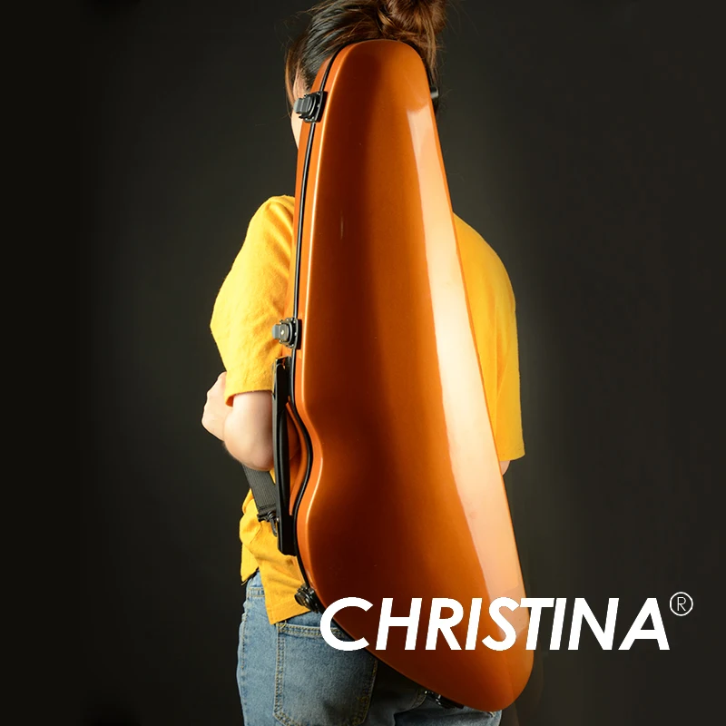 

High quality Italy Christina violin case 4/4 violin carbon fiberglass case orange color Violin accessories