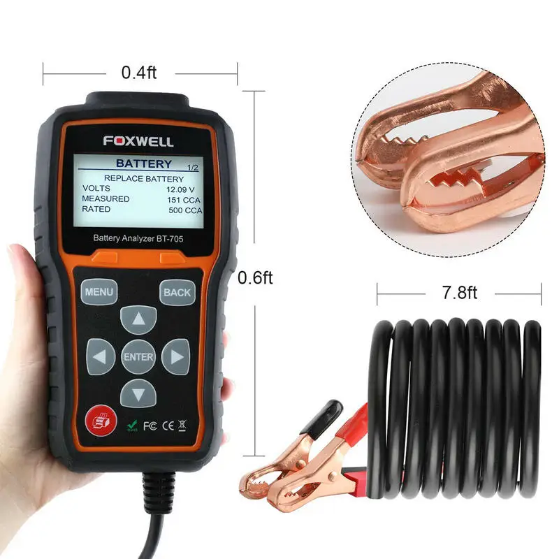 Foxwell BT705 12 В 24 в автомобильный тестер для аккумулятора система диагностический