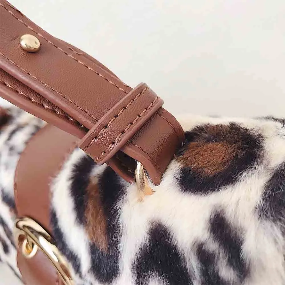 Высокая емкость Crossbody аксессуары модные женские туфли леопарда плюшевые мини площади сумка Crossbody сумка