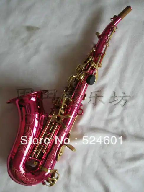 

Wholesale small bend soprano saxophone in B flat pink body golden key