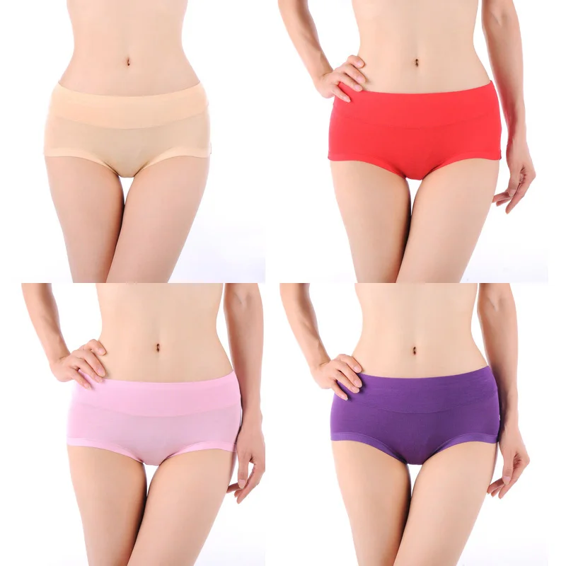 Queenral Cotton Panties Women Plus Size L XL XXL XXXL XXXXL Mid Waist Briefs Seamless Panties For Women Solid Lingerie  1