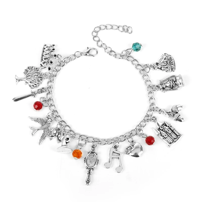 

MQCHUN Once Upon A Time Fairy Tale Charm Magic Mirror Castle Princess Bracelet Emma Swan Rumbelle REGINA Snow White Bracelet