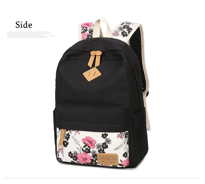 Холщовый женский рюкзак с цветочным принтом сливы, школьный рюкзак для девочек-подростков, сумка-тоут для ланча и пенал