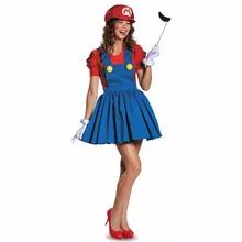 Хэллоуин Super Mario Luigi Bros костюм Для женщин сантехника взрослый костюм Марио Косплэй сексуальное платье костюм нарядное платье z30