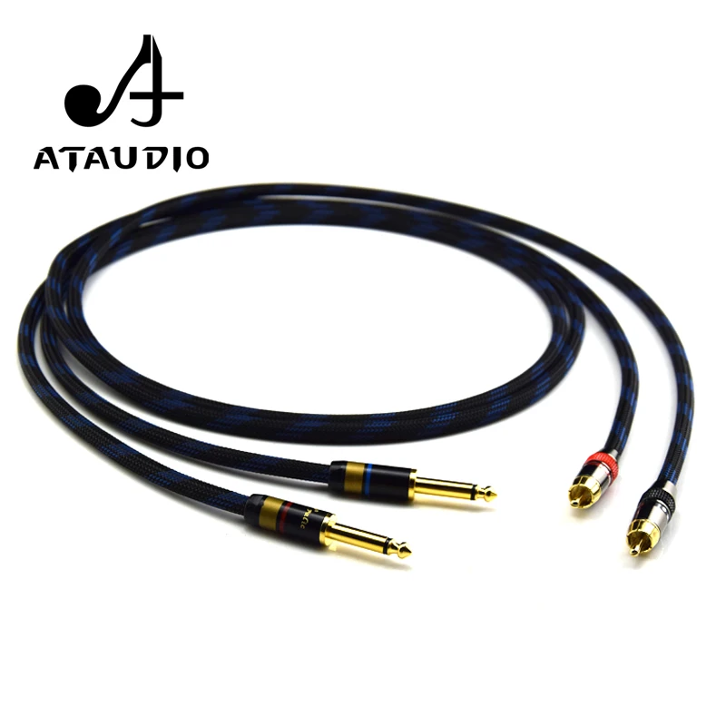 ATAUDIO 1 пара Hi Fi 6 35 мм в RCA кабель высокое качество 4N OFC двойной штекер Двойной