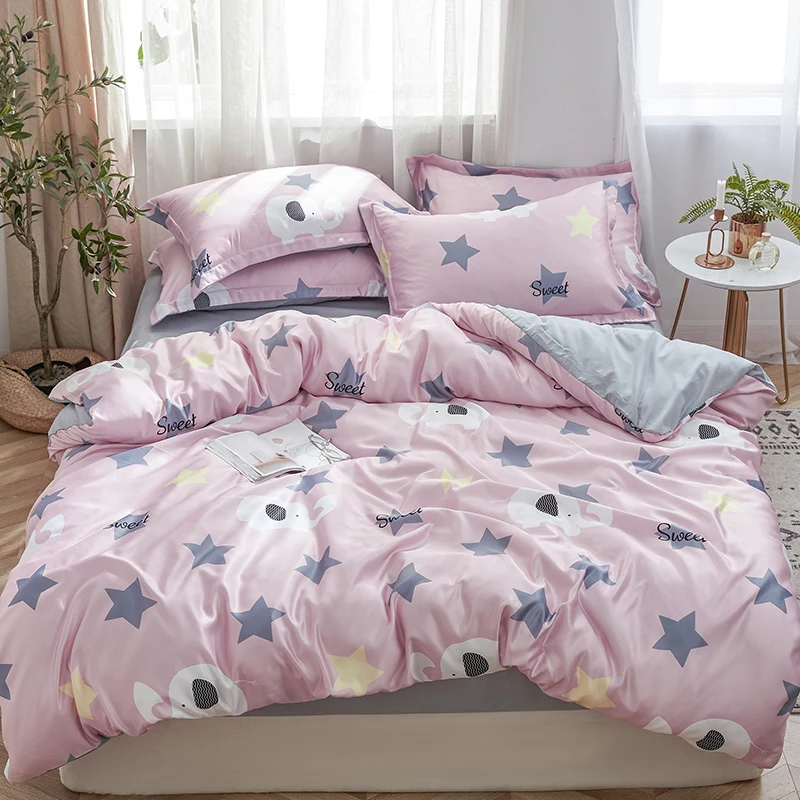 

Elephant Star washing Silk imitation Duvet Cover Bed sheet Fitted sheet set King Size Queen Bedding Set Marbling