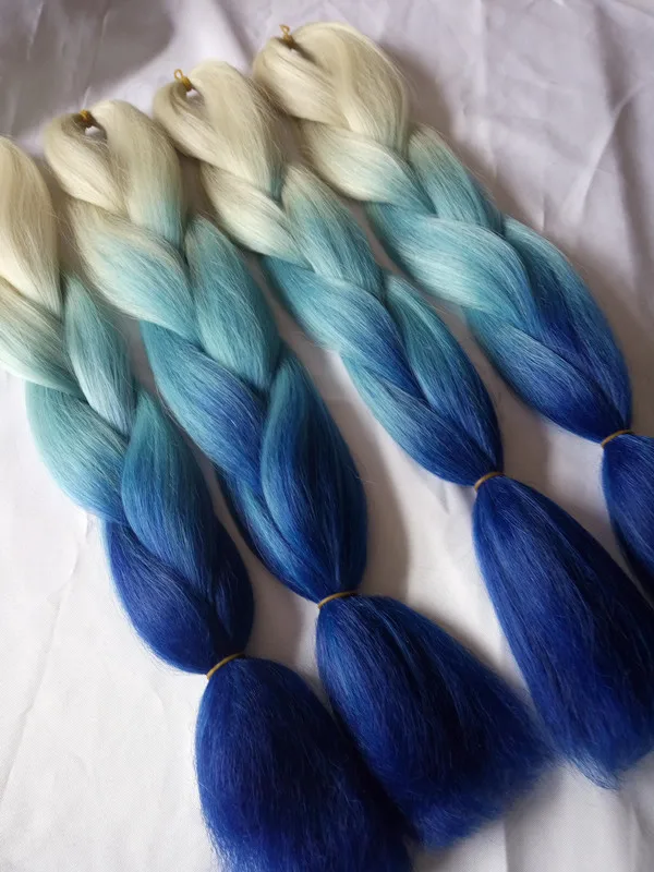 Neue Ombre Farbe Blond/Blau 3 Ton Ombre Flechthaar 5 packs 24