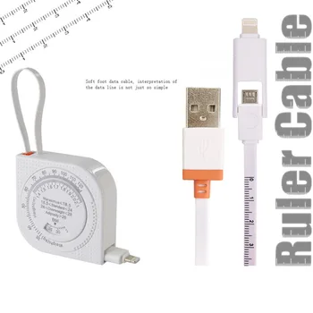

LVSUN retractable 3 in 1 Ruler Cable USB Data Sync Tape Measure USB Cable 8 Pin Scale BMI Function for iPhone 8 7 /iPad/Samsung