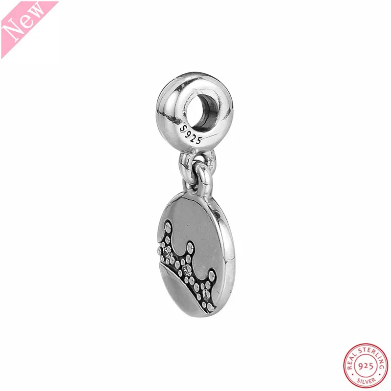 

ESSENCE Clear CZ Dazzling Crown Pendant Charm Beads for Women Jewelry Making DIY Fit PANDORA Charms Silver 925 Original FL834