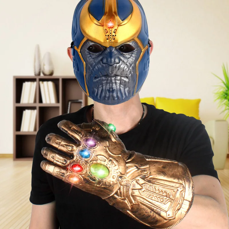 Avengers Endgame Marvel Thanos Gloves Cosplay Arm Avengers Iron Man Infinity Gauntlet Tony Stark Plastic LED Glove Kid Child Toy