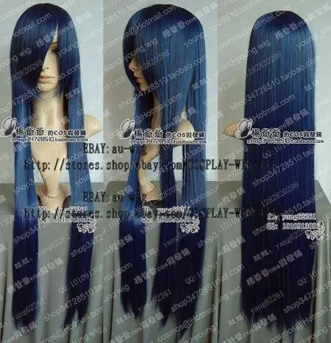 

free shipping New Long Dark Blue Cosplay Party Wig 80cm Hair wigs