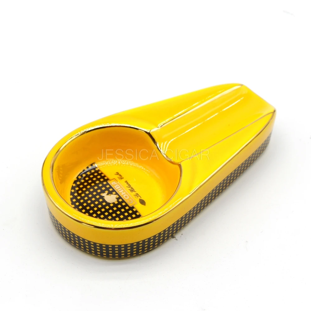 COHIBA Round Ceramic Mini Ashtray Travel Cigar Ash Tray Portable Table