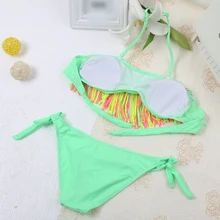 Детское бикини для плавания для девочек Купальники комплекты малыш плавательный костюм для кисточкой; детский купальник бикини Детский комплект biquini