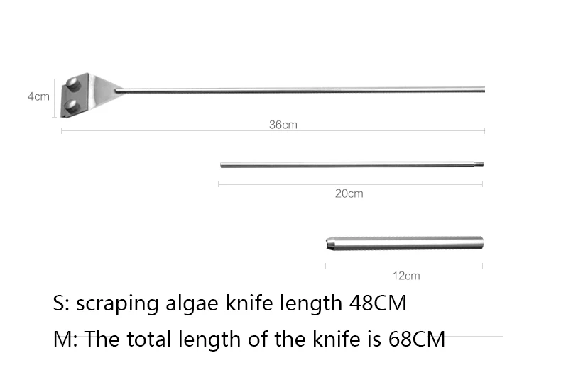 Зеркало из нержавеющей стали трава ЦИЛИНДР СКРЕБОК водоросли аквариум стеклянный скребок водоросли нож в дополнение к моху 45-65 см