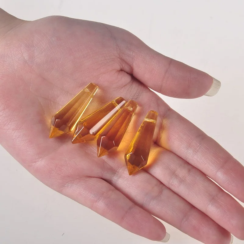 38MM Yellow Crystal Pendants Crystal Prisms Glass Drops for Chandeliers Lustre Chandelier Crystal Free Shipping