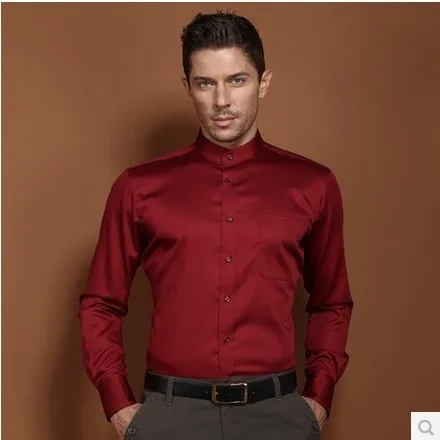 long sleeve red collar shirt