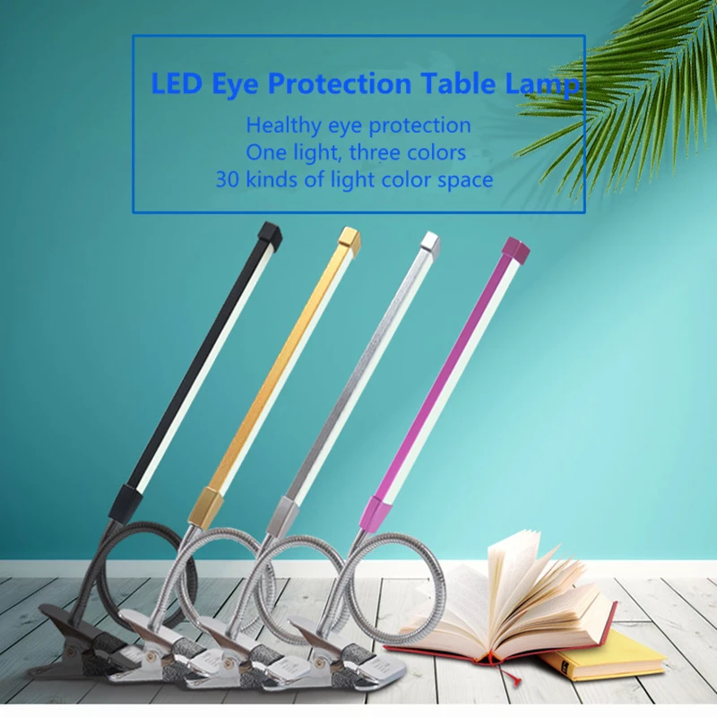 

Three Light Colors 80 LED Table Lamps LED Desk Read Lamp Office Eye Protection Light USB Powered Foldable Dimmer 10 Levels Clamp