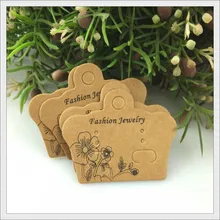 Индивидуальные серьги в упаковке! 500 шт коричневые бумажные цветочные печатные ювелирные серьги-гвоздики дисплей упаковочные карты