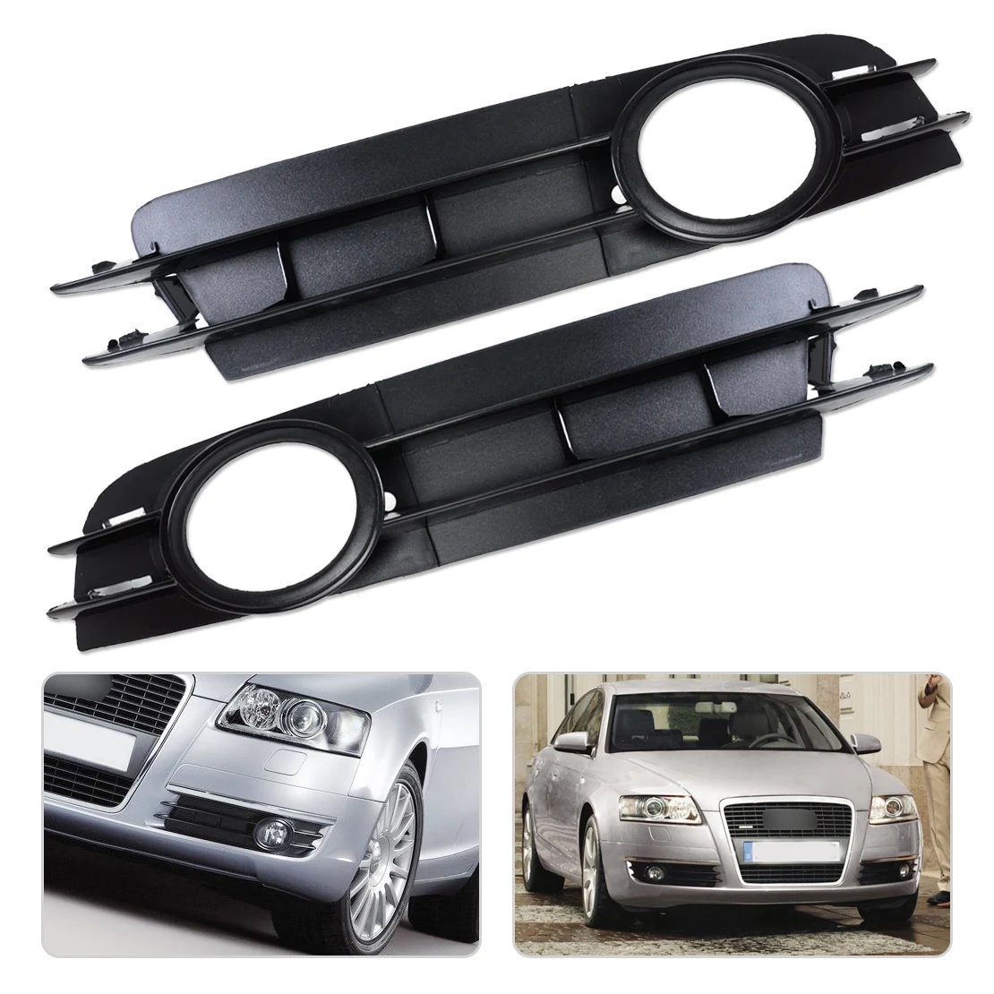 

DWCX 2x Front Fog Light Lamp Grill Grille for Audi A6 and A6 Quattro C6 2005 2006 2007 2008 4F0807681A 4F0807682A